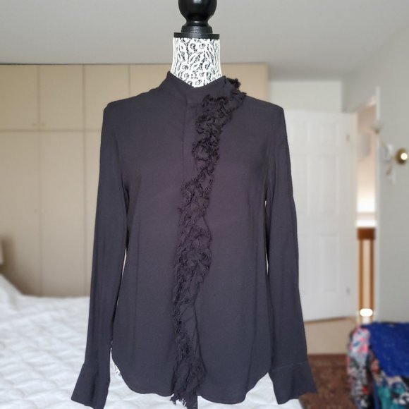 DKNY Women’s Ruffle Button Down - Picture 1 of 8